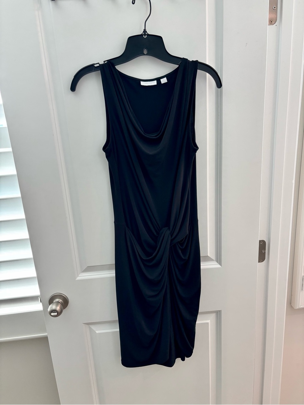New York & Company Black Sleeveless Draped Knot Midi Dress